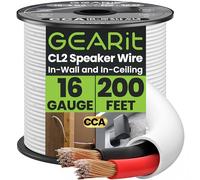 GearIT Fil de haut-parleur mural OFC 2 x 1,5 mm ≤ (60,96 m - Blanc - Cuivre sans oxygène - Audio Hi-Fi pour CL2/2 conducteurs - Calibre 16 AWG, 60,96 m - Blanc)
