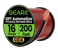 GEARit GPT Fil lié primaire automobile de calibre 16 (61 m - Noir/rouge) - 2 conducteurs CCA - Pour audio de voiture, haut-parleur, harnais de remorque, électrique - 60 m au total 16 ga awg