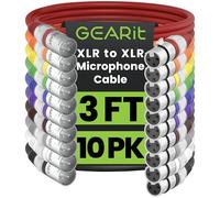 GearIT Lot de 10 Câbles XLR Mâle vers Femelle - Câble Blindé Symétrique à 3 Broches pour Mixeur de Micro, Studio d'Enregistrement, Baladodiffuseurs - Multicolore, 0,9 m