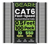 GearIT Lot de 100 câbles de raccordement Cat6 de 1,5 m / 15,2 cm, câble Ethernet Cat 6 sans accroc flexible à languette souple - Série Preimum - Noir