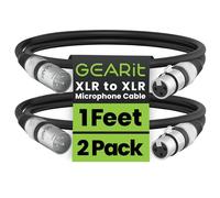 GEARit Lot de 2 câbles de microphone XLR mâle vers femelle (3 m, mixeur blindé symétrique à 3 broches, studio d'enregistrement, baladodiffuseur, noir