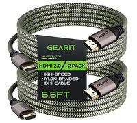 GearIT Lot de 2 câbles HDMI 2.0b haute vitesse 4K 60 Hz, 3D, ARC, HDCP 2.2, HDR, 18 Gbps - Cordon tressé en nylon - 2 m