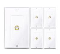 GearIT Lot de 4 plaques murales coaxiales/coaxiales de type F pour TV Box, prise murale TV, connecteur mural de câble TV, sortie de câble, cache de câble en blanc, 4 pièces