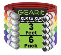 GearIT Lot de 6 Câbles de Microphone XLR Mâle vers Femelle - Câble Blindé Symétrique à 3 Broches pour Mixeur, Studio d'Enregistrement, Baladodiffuseurs - Multicolore, 0,9 m