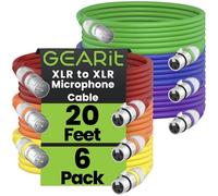 GearIT Lot de 6 Câbles de Microphone XLR Mâle vers Femelle - Câble Blindé Symétrique à 3 Broches pour Mixeur, Studio d'Enregistrement, Baladodiffuseurs - Multicolore, 6 m