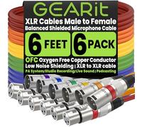 GearIT Lot de 6 câbles de microphone XLR vers XLR mâle vers femelle - Câble XLR blindé symétrique à 3 broches pour mixeur de micro, studio d'enregistrement, baladodiffuseurs, multicolore, 3 m