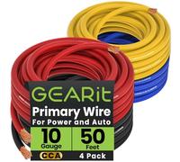 GearIT Primary Automotive Wire Câble électrique de calibre 10 (15,2 m de chaque - Noir/rouge/bleu/jaune) - Câble de batterie d'alimentation/de terre, audio de voiture, harnais de remorque, fil