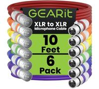 GEARit XLR Microphone Cable (10 Feet, 6 Pack) - 3-Pin Balanced Shielded XLR Male to Female Mic Cable for Mixer, Studio, Podcast - Multi Colored, 10Ft, 6 Pack