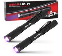 GearLight S100 Lot de 2 mini lampes de poche à lumière UV noire pour inspection des fuites et hôtel - urine d'animaux, punaises de lit, scorpion, taches et teinture