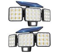 GEARLITE Lampe Solaire Exterieur Detecteur de Mouvement Lot de 2, 3000LM Spot 120 LED Solaire Exterieur Puissant avec 3 Modes, D'éClairage 270 °, IP65 Étanche Lumiere Solaire Applique Exterieur