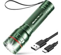 GEARLITE Lampe torche LED rechargeable, 2000 lm, super lumineuse avec 3 modes, petite lampe de poche portable avec batterie, lampe torche étanche zoomable pour coupure de courant, urgence, camping