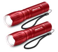 GEARLITE Lampe Torche LED Ultra Puissante 2 Pièces, 2000 Lumens Mini Lampe de Poche Enfant avec 5 Modes, IPX6 Étanche IncassableLampe Torche Tactique Zoomable pour Camping Randonée Urgences Rouge