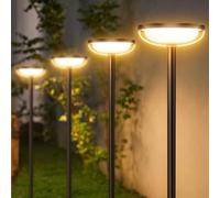 GEARLITE Lampes solaires d'extérieur pour jardin, 4 pièces, blanc chaud, lampes solaires d'extérieur avec batterie 1000 mAh, 40 lumens, décoration de jardin extra lumineuse, étanche IP65 pour