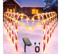 GEARLITE Lot de 10 décorations de Noël solaires d'extérieur en forme de canne à sucre