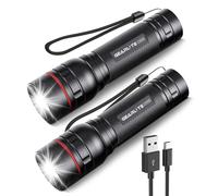 GEARLITE Lot de 2 lampes de poche LED rechargeables, 2 000 lm, super lumineuses, mise au point réglable, 3 modes d'éclairage, longue durée de vie, lampe de poche étanche pour les coupures de courant