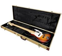 Gearlux Étui rigide pour guitare basse, compatible avec Fender Precision/Jazz Bass et plus encore avec serrure extérieure et clé, compartiment intérieur pour accessoires et rembourrage intérieur en