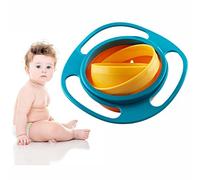 Gearmax Assiettes Bebe Bol pour bébé magiques rotatifs à 360° anti-fuite avec couvercle pour bébé tout-petits(Bleu + Jaune)