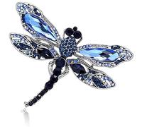 GEARMAX Broche en Forme de Libellule Femme, Bleu Brooch Forme d'Animal Cristal Broches Vintage Brooch Pin Accessoires du VêTement