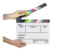 Gearmax® Clapboard Plastique Acrylique Clap Cinéma Film 25x30cm Scènes d'action Cut Clapper Ardoise avec Perche Bâton Coloré Multi-Couleur pour Jeux Télévisés Studio en Direct Publicité Vidéo
