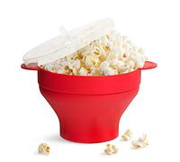 Gearmax Microwave Popcorn Popper Sturdy Convenient Handles, Silicone Popcorn Maker, Collapsible Bowl with Lid