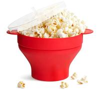 Gearmax Microwave Popcorn Popper Sturdy Convenient Handles, Silicone Popcorn Maker, Collapsible Bowl with Lid