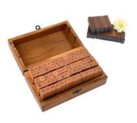 Gearmax® Tampons en Caoutchouc en Bois Ensemble, Petits Outils de Bricolage Timbre situés à différentes Lettres de Style (70 pcs Alphabet + Timbres numériques Vintage)