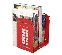 Gearmax Une Paire Vintage Fashion British Style Londres Cabine téléphonique Kiosque Epicurant Bibliothèque Bureau Scolaire Etude à Domicile Métal Bookends （Rouge）