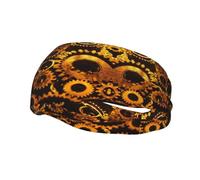Gears Clock Bandeau de sport pour homme et femme Motif horloge Bronze Pour course à pied, yoga, gym, entraînement, cyclisme