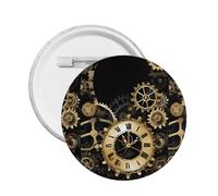Gears Clock Bronze Century - Épingle ronde en émail - Badge en alliage métallique pour veste, sac, idée cadeau., Small, Plastique