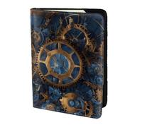 Gears Clock Bronze Century Print Élégant Hommes Femmes 14 cm Passeport Voyage Document Portefeuille pour un rangement sécurisé, noir, One Size