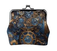 Gears Clock Bronze Century Print Porte-monnaie compact 11,5 x 10,5 cm Mini portefeuille avec fermeture à baiser Pochette étanche
