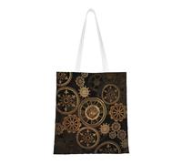 Gears Clock Bronze Century Print Totes, Sac de plage portable, sacs d'épicerie réutilisables pliables avec poignées