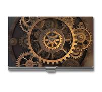 Gears Clock Étui pour cartes de visite en métal Bronze Century pour homme et femme - Portefeuille de poche professionnel pour cartes de visite, cartes de crédit, style, taille unique, Style :, Taille