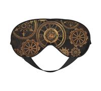 Gears Clock Masque Occultant pour les yeux Motif Bronze Century Imprimé Femmes Hommes Double Face Sangle Réglable Ombre à Paupières Sommeil Voyage Relaxant Masque Occultant