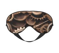 Gears Clock Masque pour les yeux en bronze avec impression siècle Idéal pour le camping, la méditation et le yoga