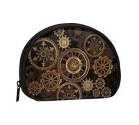 Gears Clock Mini porte-monnaie imprimé siècle bronze avec fermeture éclair - Petit portefeuille pour homme et femme - Organiseur compact d'argent de voyage, Noir , Taille unique