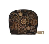 Gears Clock - Porte-cartes de crédit en cuir avec fermeture éclair pour homme et femme - Bronze Century - Petit portefeuille pour voyage, blanc, Taille unique