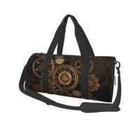 Gears Clock Sac de voyage rond en toile imperméable et résistant aux déchirures Motif siècle Bronze