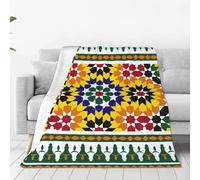Gearsly Couverture polaire moelleuse - Polyvalente et chaude - Style arabe traditionnel marocain - Pour lit double - En flanelle - Pour canapé, canapé, cadeau - 130 x 150 cm