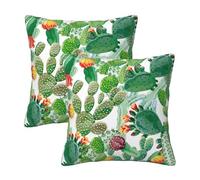 Gearsly Lot de 2 housses de coussin carrées décoratives pour extérieur, salon, canapé, bureau, voiture, motif cactus vert tropical, 40 x 40 cm