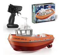 Gearthling Bateau télécommandé 1/72, 2,4 GHz, remorqueur électrique étanche 8 km/h, jeu de 15 minutes de jeu, bateau RC pour adultes (RTR/rouge)