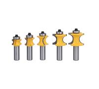 Gearwell Jeu de mèches de routeur, 5 pièces, fraises demi-rondes, tige de 1 à 2 pouces pour routeur CNC, gravure, profilage des bords du bois