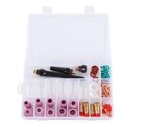 Gearwell Kit d'accessoires de soudage TIG, 55 pièces, ensemble de consommables, connecteur de tasse en verre, pince de serrage, capuchon avant en PTFE pour torche WP17 WP18 WP26##