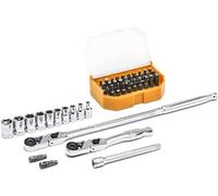 GearWrench 81032 Ensemble d'Outils de Mécanique à Tête Fine Standard 1/4" Entraînement 6 Pts, Métrique, 45 Pièces
