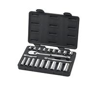 GearWrench Lot de 21 outils de mécanicien standard et profond, 3/8", 6 et 12 pt, SAE - 80557
