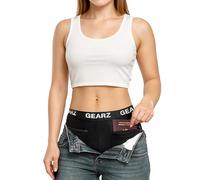 GEARZ - Boxer Voyage Femme Anti Pickpocket - Culotte à Poches secrètes - Shorty Taille S Coton Noir