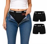 GEARZ - Lot de 2 Boxers de Voyage pour Femmes Taille S - Pack 2 Shorties à Poches cachées - 2 Culottes Noires en Coton pour Sport