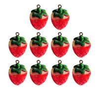 Geavonyg 10 PCS Resin Charme De Fraise Simulé Les Embellissements Pendentif Fruits Matériel pour Les Clés Bijoux pour Pendentif Simulé