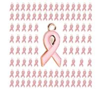 Geavonyg 100 Pièces Pendentifs en Ruban Longue Durée Sensibilisation du Sein Charme Espoir Pendentif Bricolage Boucle d'oreille Pendante Accessoire Sensibilisation Charme Résultats De Bijoux pour Les