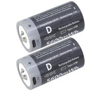 Geavonyg 2 Pièces 1.5V Appareil À Gaz USB C 5600mWh D Taille Batteries LR20 Lithium Batterie Rechargeable Batterie Rechargeable